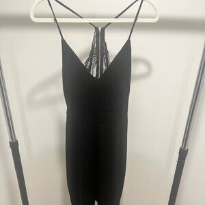 Black Lace-Detail Sleeveless Jumpsuit